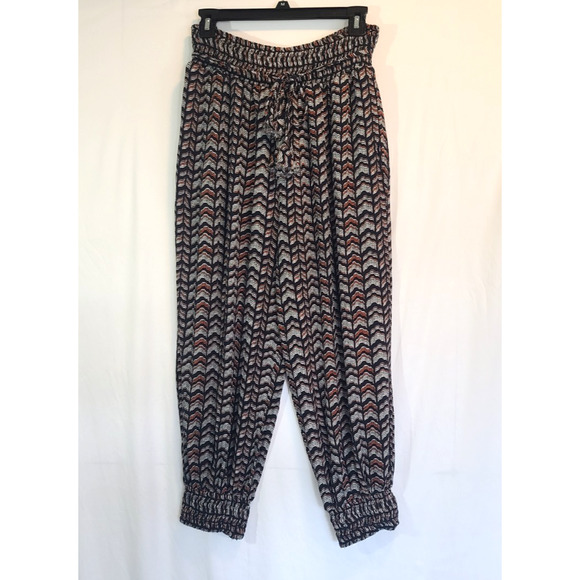 Anthropologie Navy Blue Chevron Aniya Balloon Joggers Medium - Picture 3 of 7